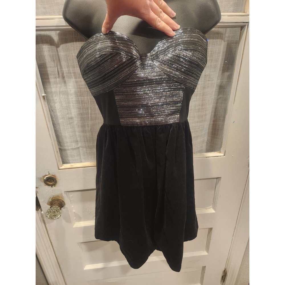 Tibi Strapless Metalic and Black Dress